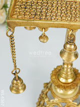 Brass Square Chowki With Bells - Wl4367 Utility