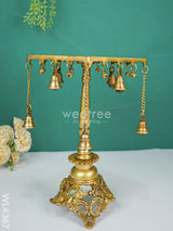 Brass Square Chowki With Bells - Wl4367 Utility