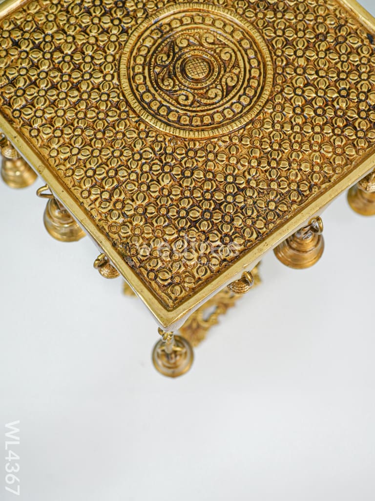 Brass Square Chowki With Bells - Wl4367 Utility