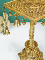 Brass Square Chowki With Bells - Wl4367 Utility