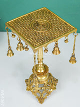 Brass Square Chowki With Bells - Wl4367 Utility