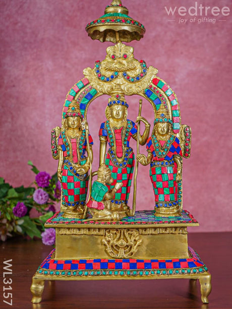 Brass - Sri Ramar Pattabhishekam Statue With Stone Work Wl3157 Figurines