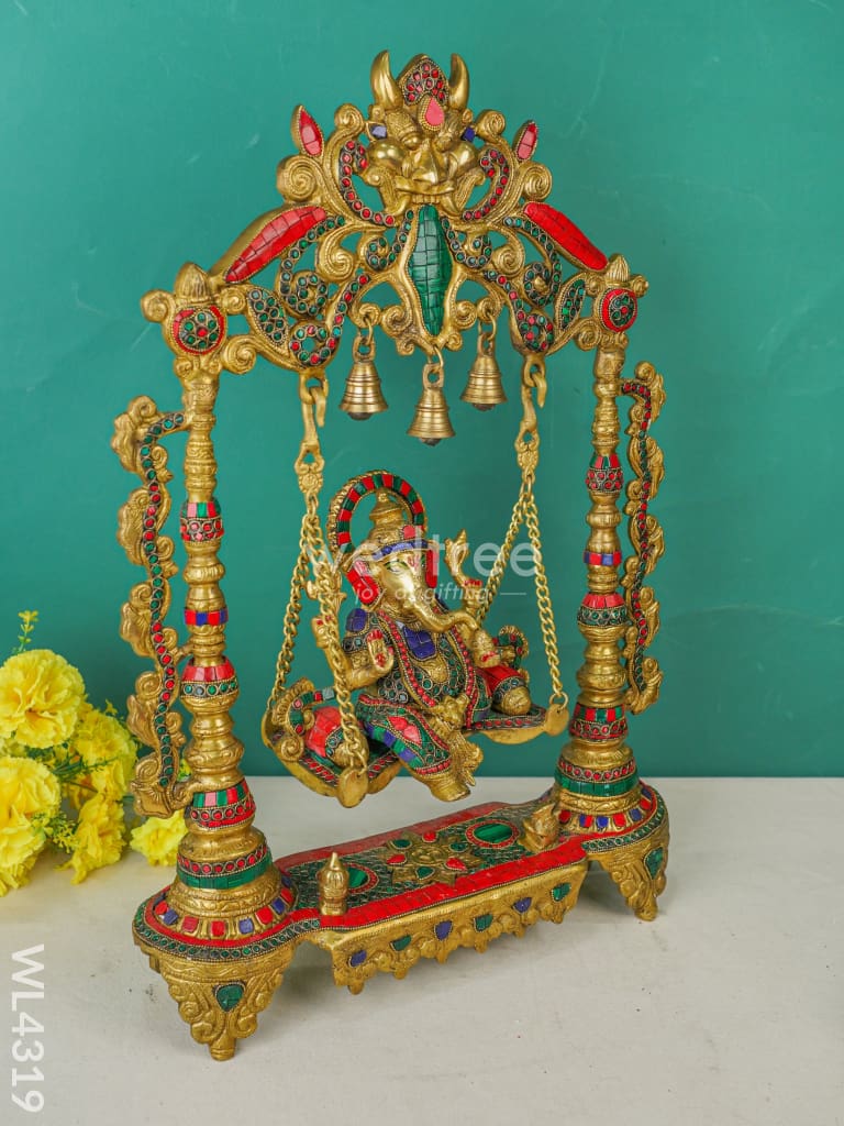 Brass Swing Ganesha Statue - Wl4319 Figurines