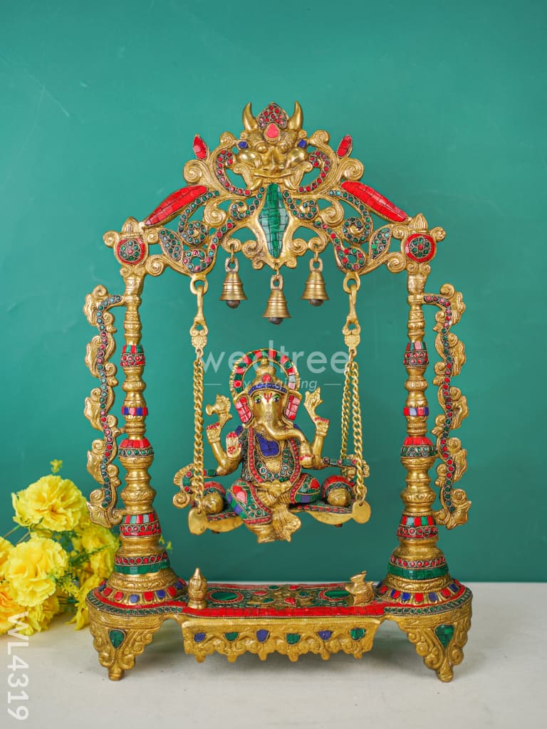 Brass Swing Ganesha Statue - Wl4319 Figurines