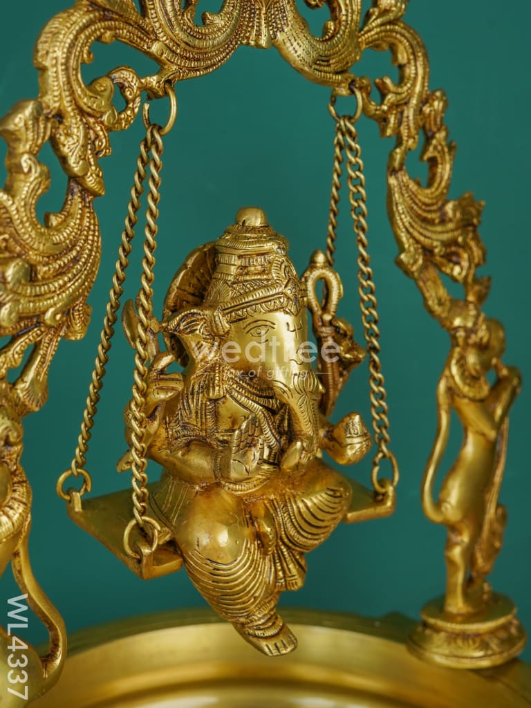 Brass Swing Ganesha Urli - 21 Inch Wl4337