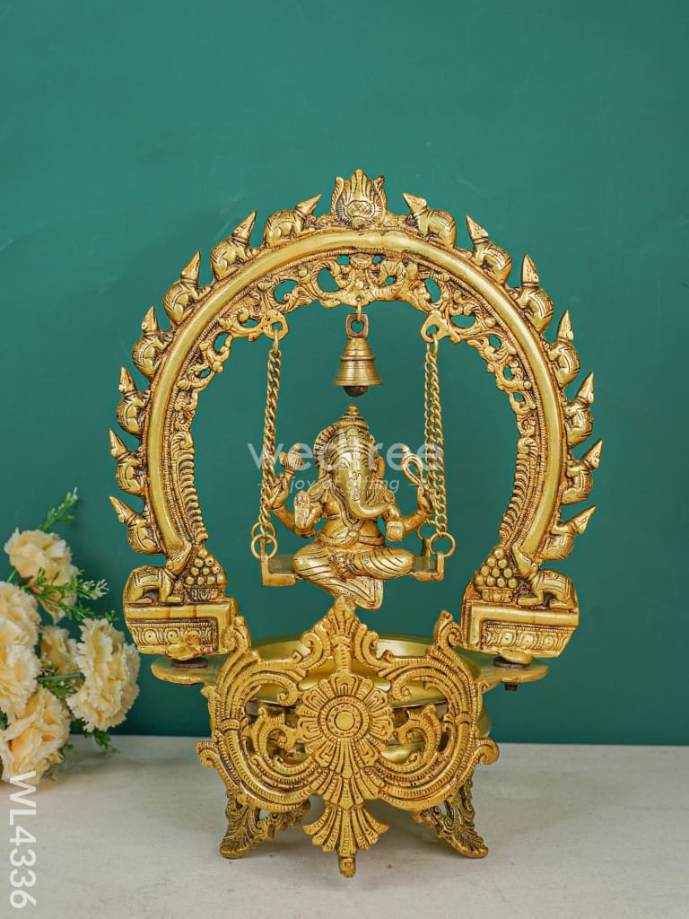 Brass Swing Ganesha Urli With Bell - 17 Inch Wl4336