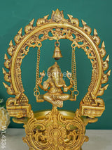 Brass Swing Ganesha Urli With Bell - 17 Inch Wl4336