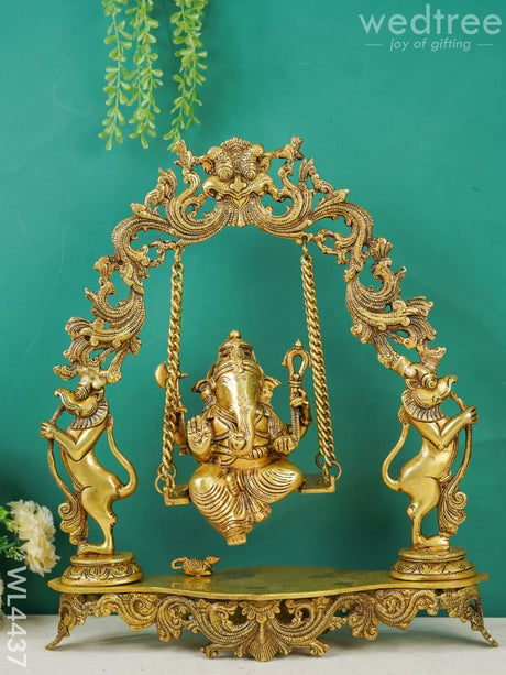 Brass Swing Ganesha - Wl4437 Figurines