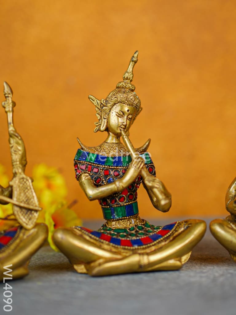 Brass Tibetan Musicians - Set Of 4 Wl4090 Decor