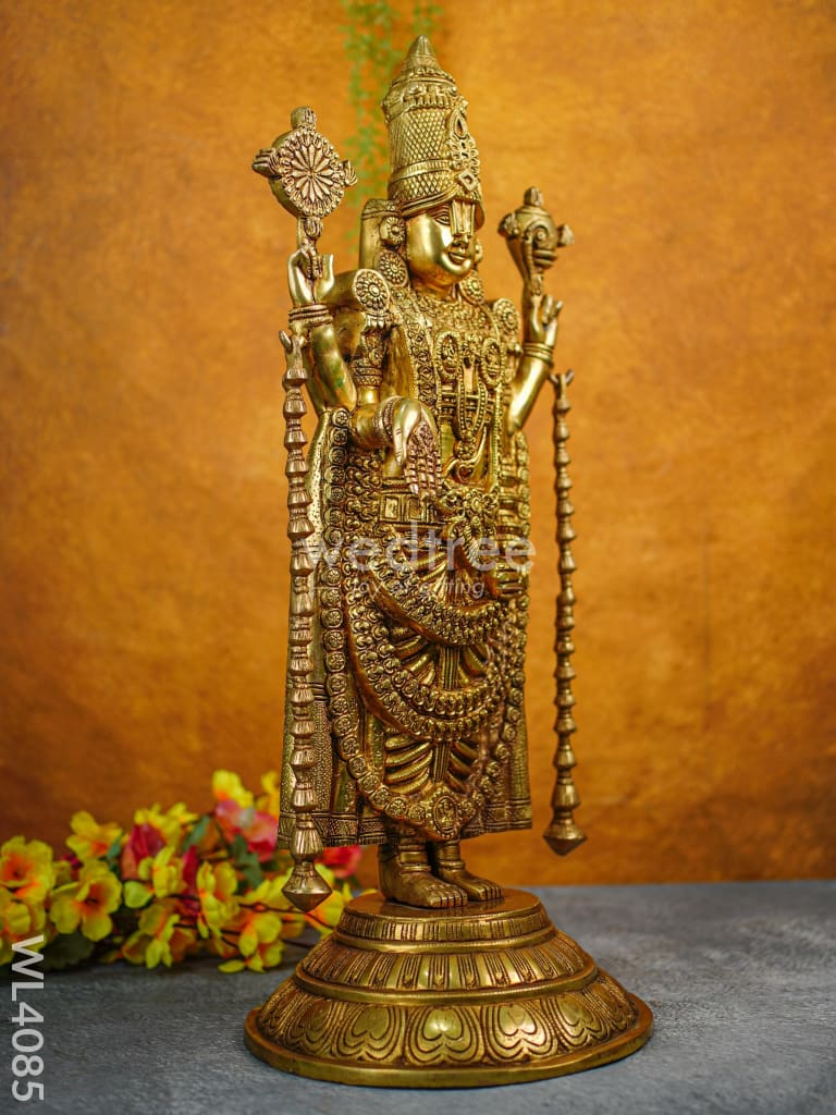 Brass Tirupathi Balaji Idol On Podium - Wl4085 Figurines