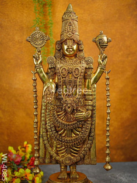 Brass Tirupathi Balaji Idol On Podium - Wl4085 Figurines