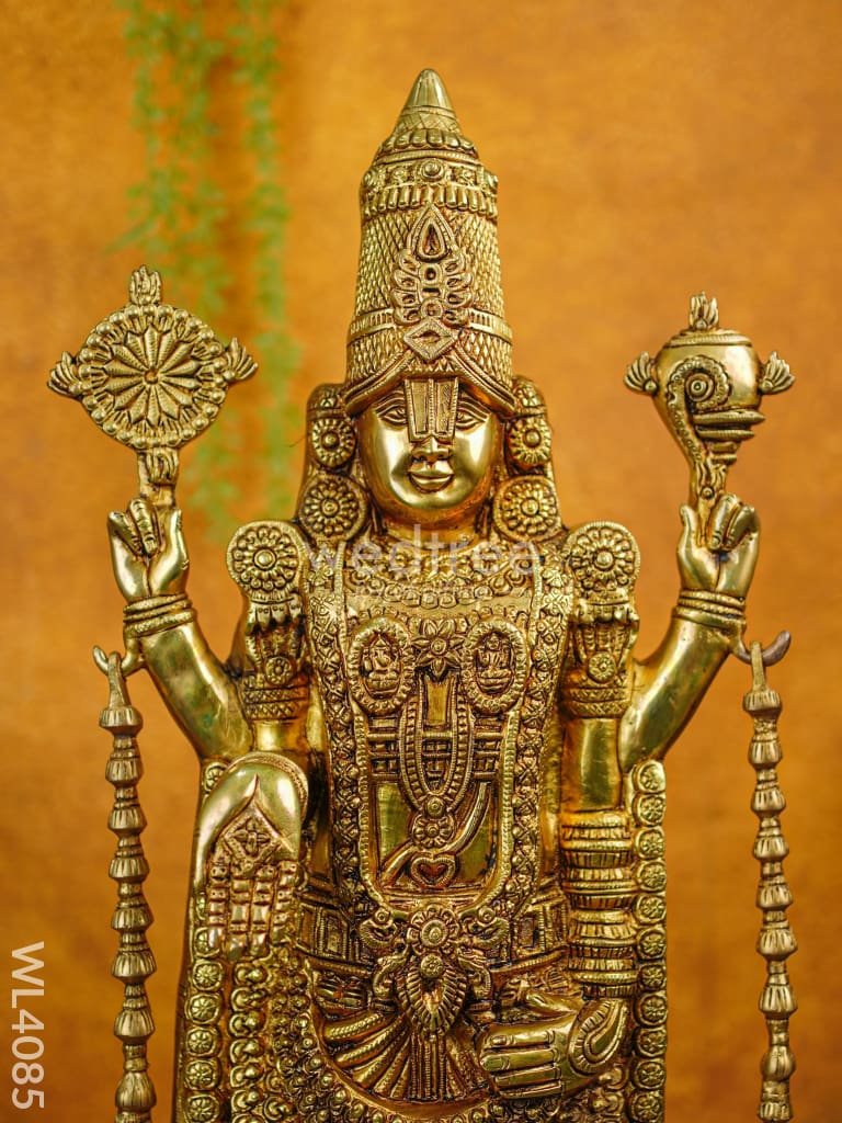 Brass Tirupathi Balaji Idol On Podium - Wl4085 Figurines