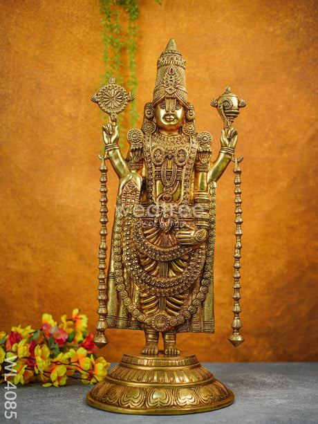 Brass Tirupathi Balaji Idol On Podium - Wl4085 Figurines