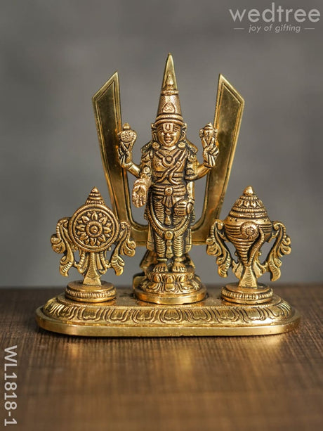 Brass Vishnu Nam Shank Chakra With Oval Base (Black Antique Finish) - Wl1818 Figurines