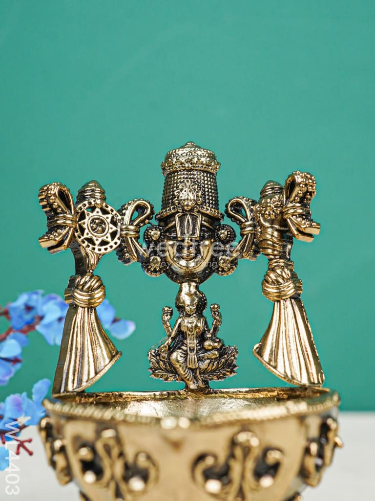 Brass Antique Tirupati Balaji And Goddess Lakshmi Diya - Wl4403