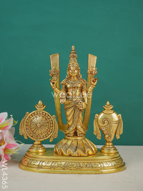 Brass Tirupati Balaji With Sangu Chakkaram & Namam - Wl4365 Figurines