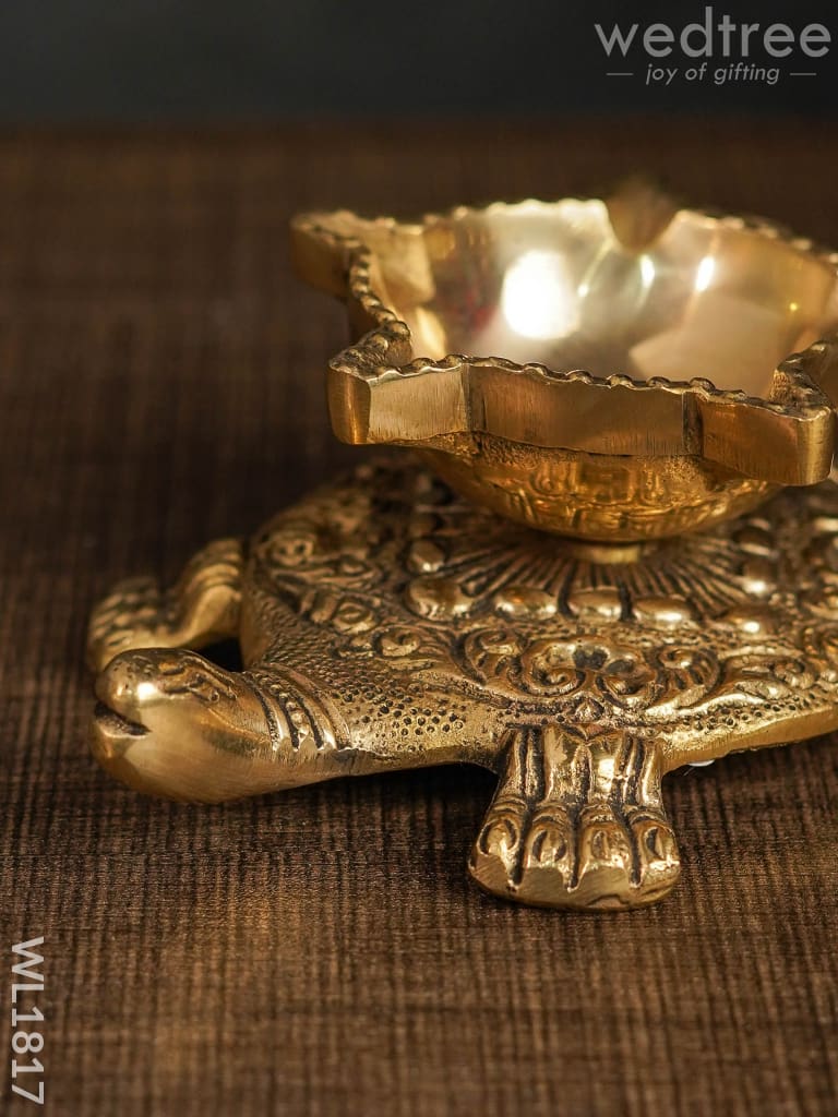 Brass Tortoise 5 Face Diya (Black Antique Finish) - Wl1817