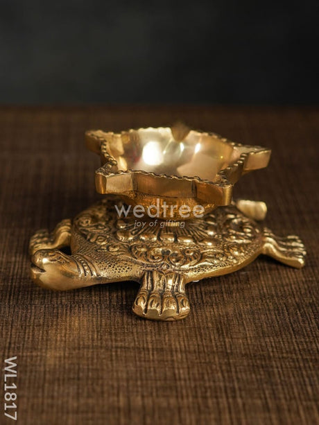 Brass Tortoise 5 Face Diya (Black Antique Finish) - Wl1817