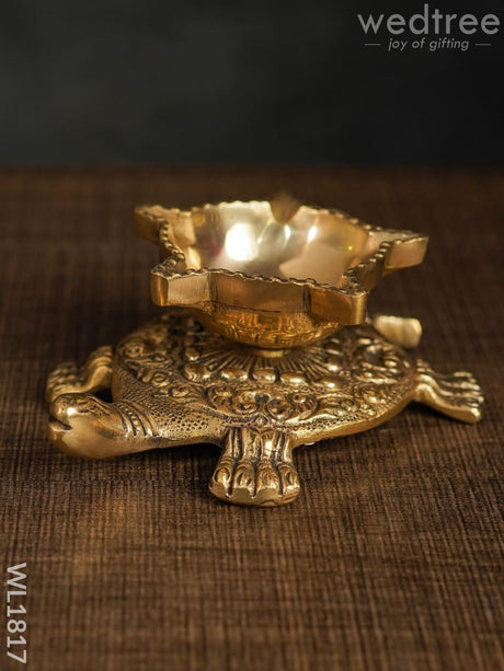 Brass Tortoise 5 Face Diya (Black Antique Finish) - Wl1817