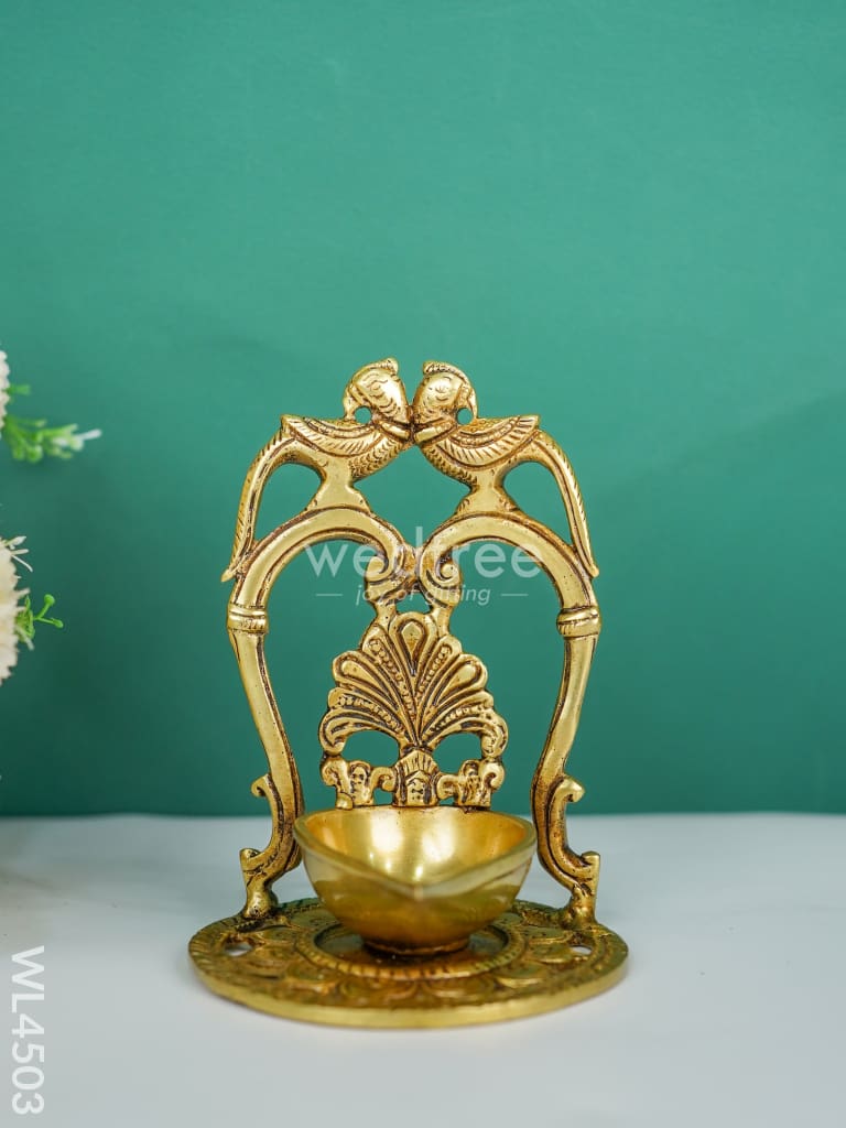 Brass Twin Parrot Diya - Wl4503