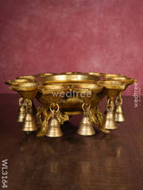 Brass Urli With Diya And Bells - Wl3164