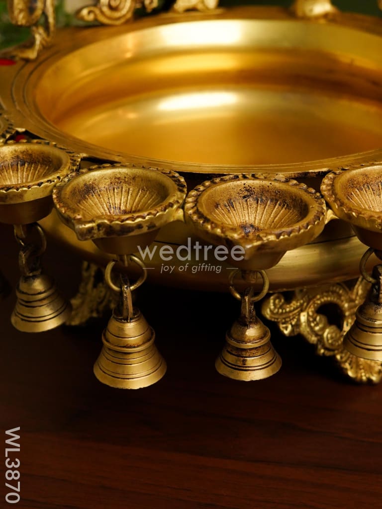 Brass Urli With Diya & Bells - Wl3870