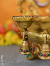 Brass Urli With Diya & Bells - Wl3870