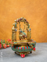 Brass Urli With Jhoola Ganesha - Stonework Wl4121