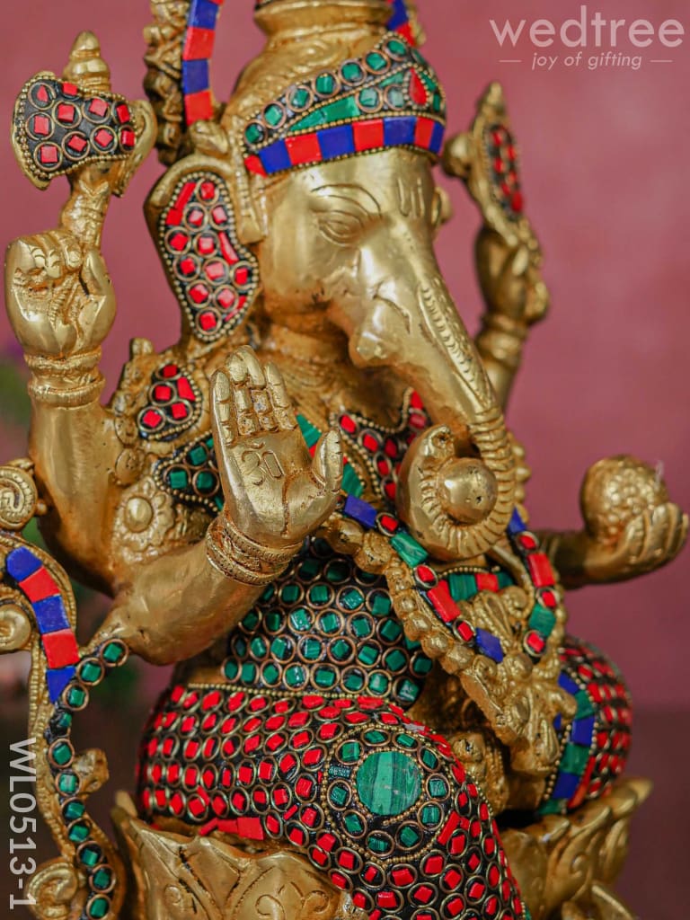 Brass Valampuri Ganesh Idol - Wl0513 Figurines