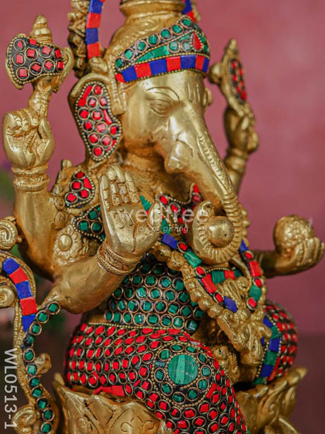 Brass Valampuri Ganesh Idol - Wl0513 Figurines