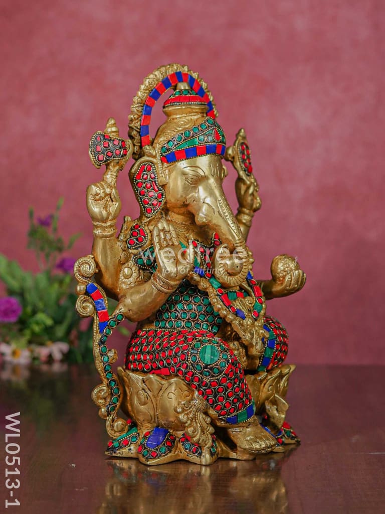 Brass Valampuri Ganesh Idol - Wl0513 Figurines