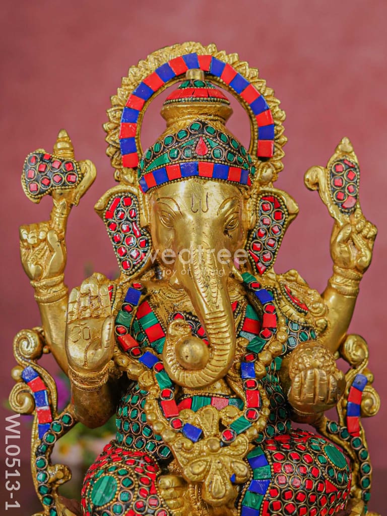 Brass Valampuri Ganesh Idol - Wl0513 Figurines