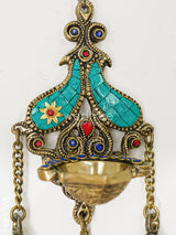 Brass Wall Hanging Diya With Stone Work - Wl4494