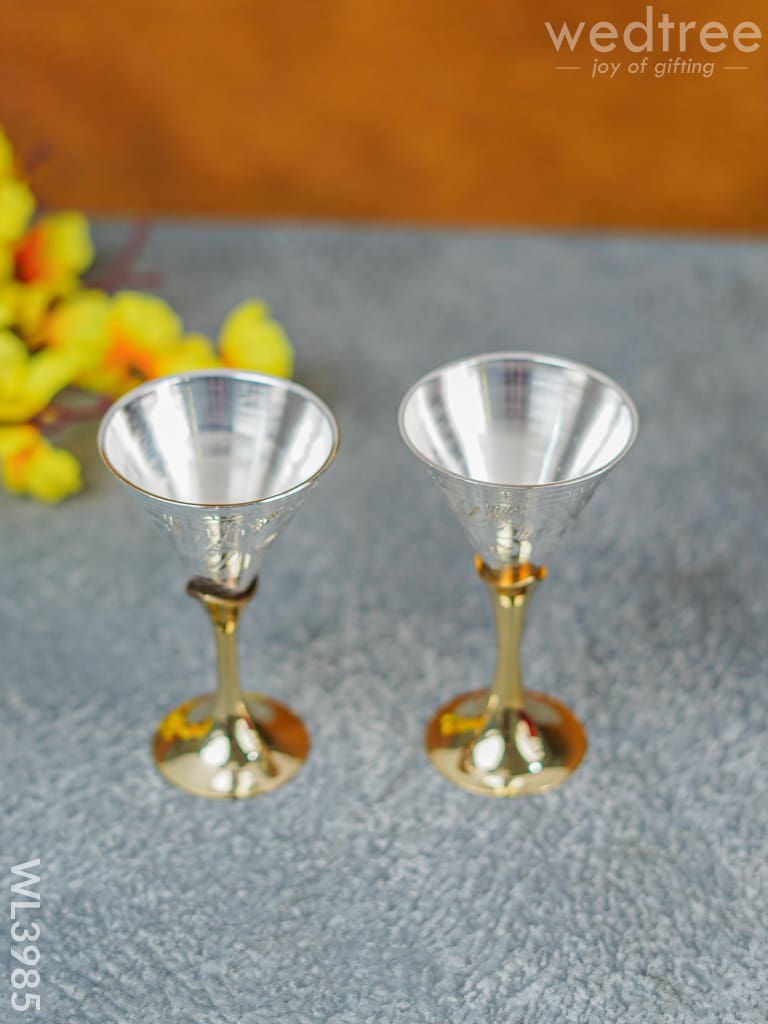 Brass Wine Glass Set With Silver Coating - Wl3985 Utility