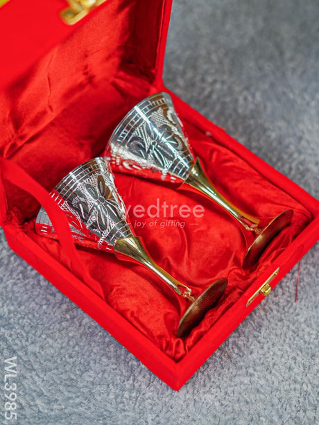 Brass Wine Glass Set With Silver Coating - Wl3985 Utility