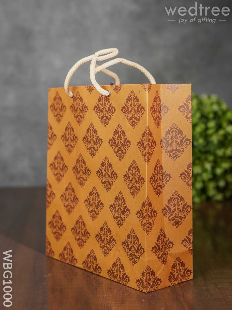 Brown Floral Printed Paper Bag - Wbg1000 Bags