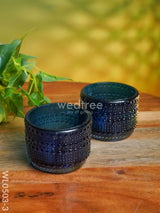 Bubble Textured Votive (3 Inch) - Set Of 2 Wl0503 Blue Candles And Votives