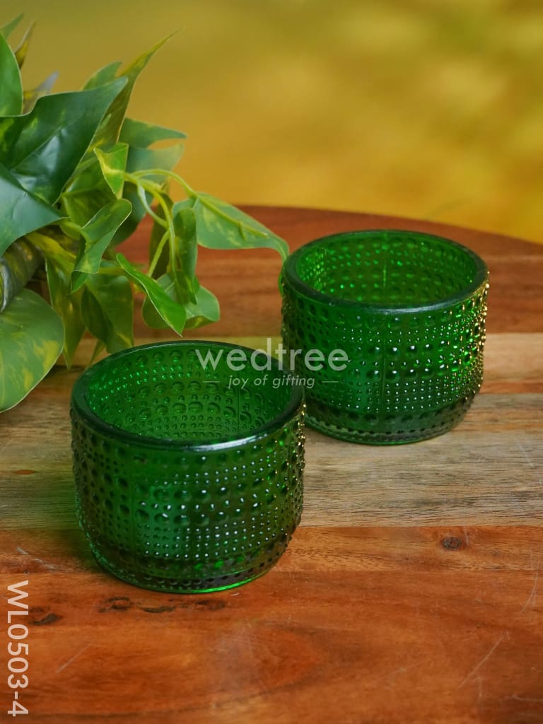 Bubble Textured Votive (3 Inch) - Set Of 2 Wl0503 Green Candles And Votives