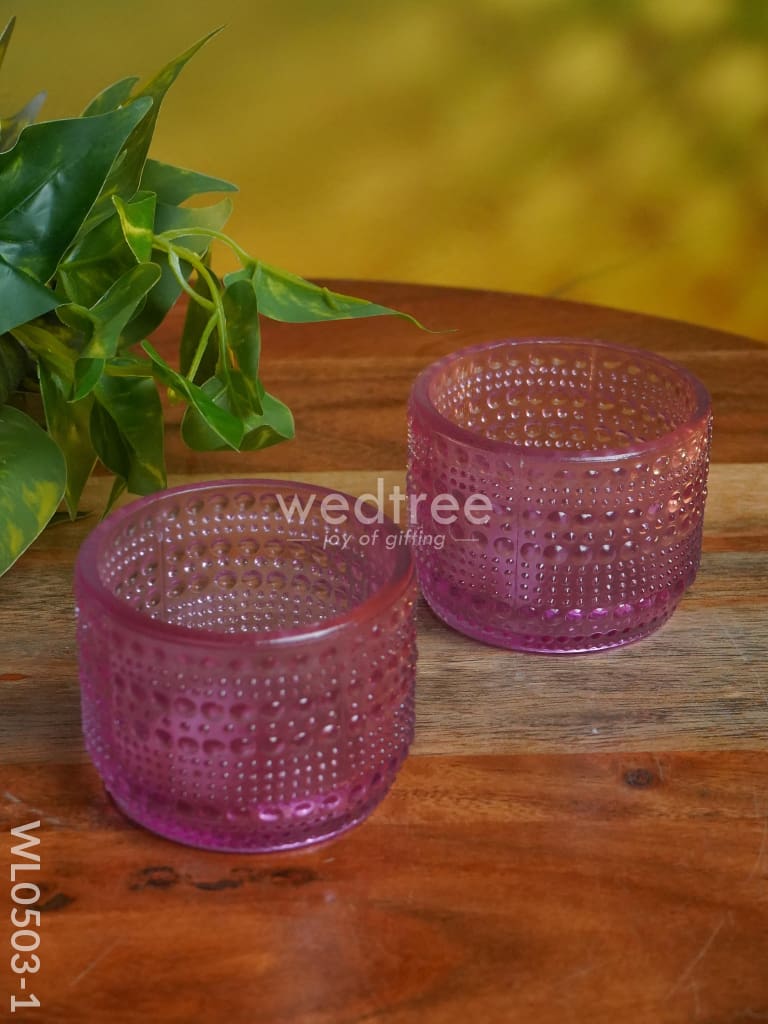 Bubble Textured Votive (3 Inch) - Set Of 2 Wl0503 Pink Candles And Votives