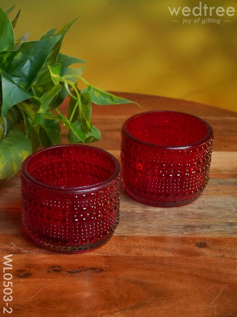 Bubble Textured Votive (3 Inch) - Set Of 2 Wl0503 Red Candles And Votives