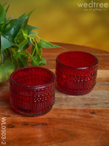 Bubble Textured Votive (3 Inch) - Set Of 2 Wl0503 Red Candles And Votives