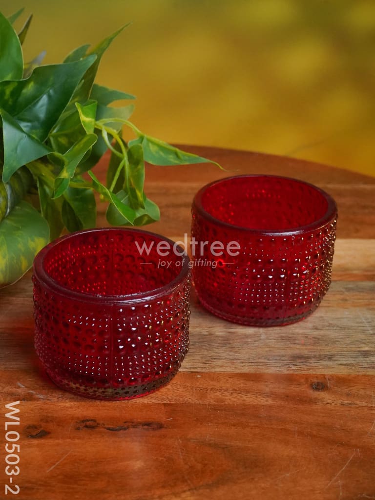 Bubble Textured Votive (3 Inch) - Set Of 2 Wl0503 Red Candles And Votives