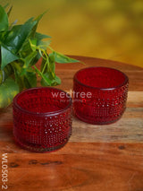 Bubble Textured Votive (3 Inch) - Set Of 2 Wl0503 Red Candles And Votives