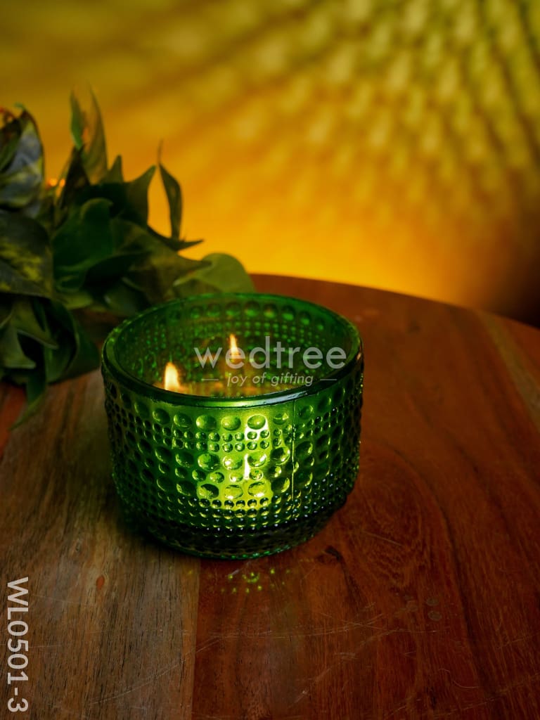 Bubble Textured Votive (4 Inch) - Wl0501 Bottle Green Candles And Votives