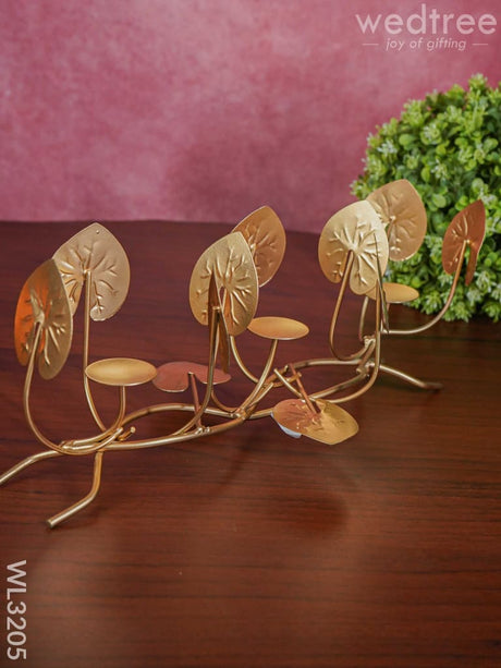 Candle Holders Among Lotus Stems & Leaves - Wl3205 Candles And Votives