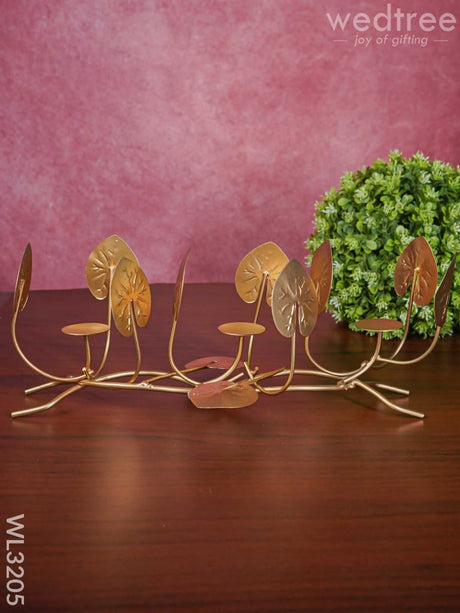 Candle Holders Among Lotus Stems & Leaves - Wl3205 Candles And Votives