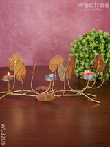 Candle Holders Among Lotus Stems & Leaves - Wl3205 Candles And Votives