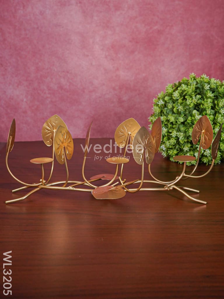 Candle Holders Among Lotus Stems & Leaves - Wl3205 Candles And Votives