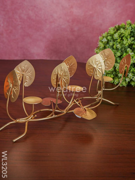 Candle Holders Among Lotus Stems & Leaves - Wl3205 Candles And Votives