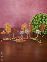 Candle Holders Among Lotus Stems & Leaves - Wl3205 Candles And Votives